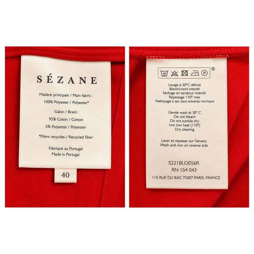 Sezane Red Ruffled V-Neck Tank Top - Picture 7 of 9